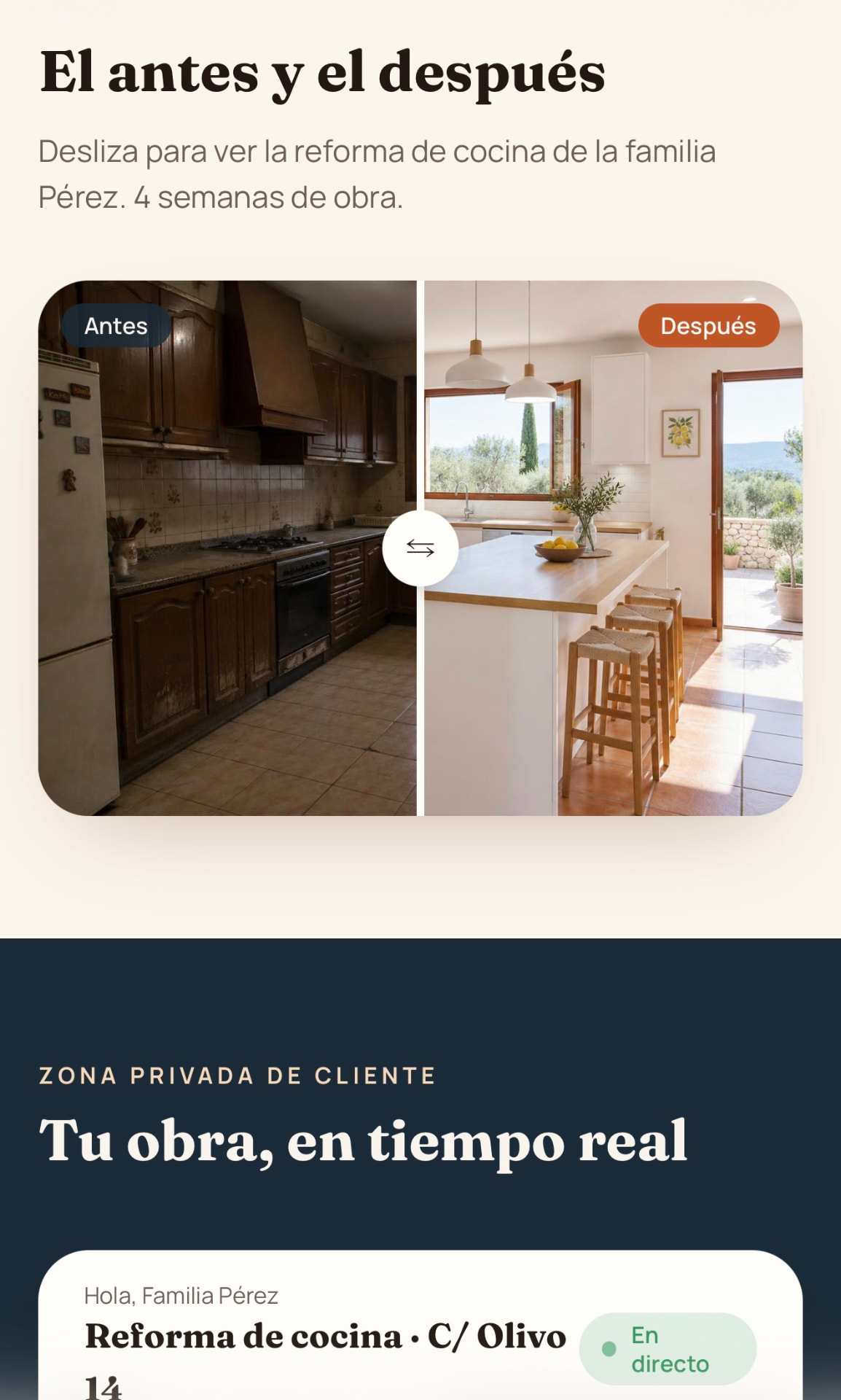 Captura de la app: El antes y el después