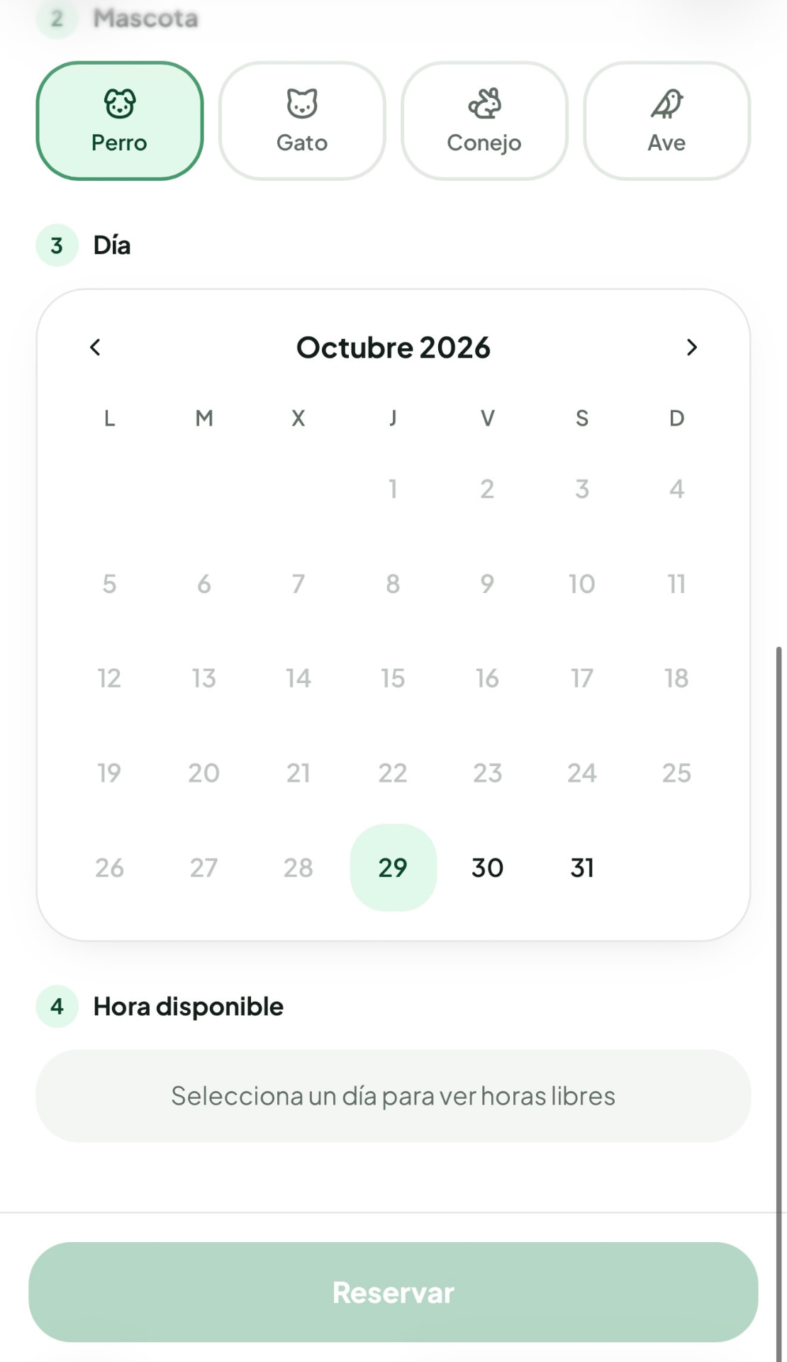Captura de la app: Calendario y hora