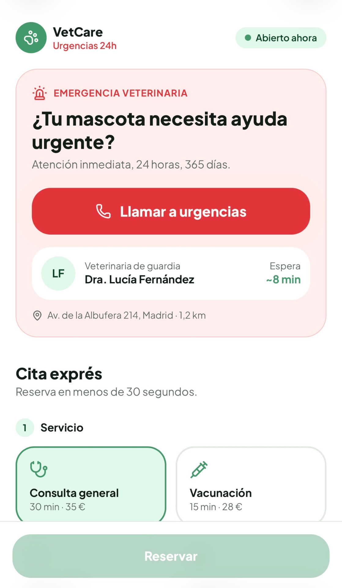 Captura de la app: Pantalla principal
